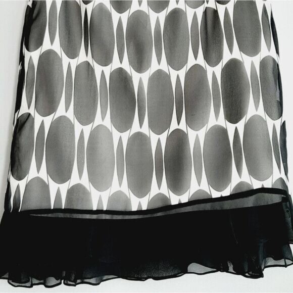 SILKLAND / 100% Silk Knee Length Bottom Ruffle Layered Skirt B&W Sz S / 6 Flawed - Picture 7 of 12